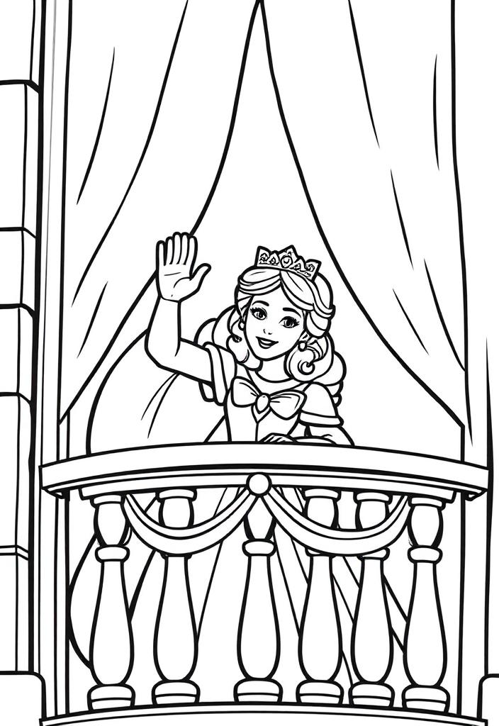 Princess waving from a balcony