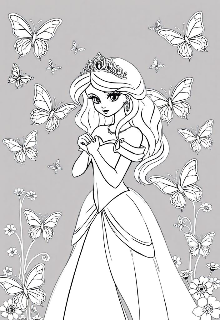 Princess with butterflies around