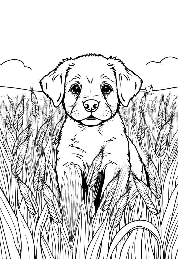 Puppy in a Wheat Field