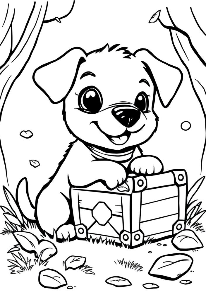 Puppy with a Treasure Chest