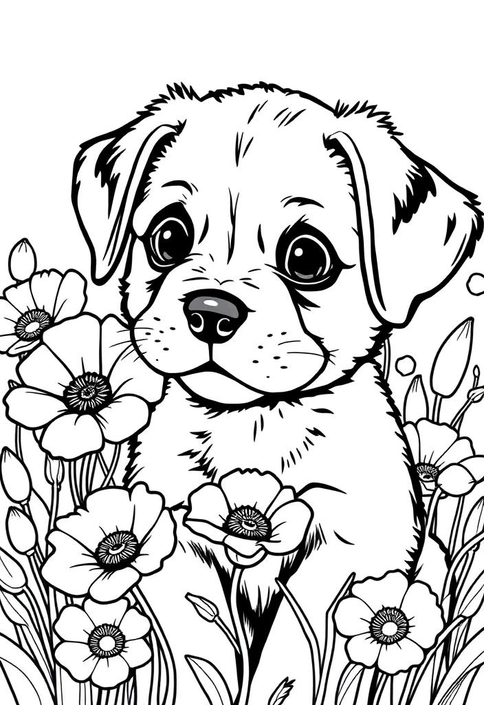 Puppy with Poppies