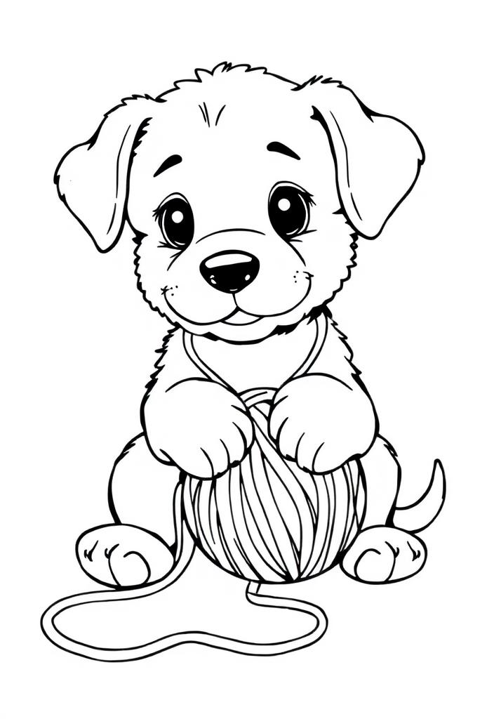 Puppy with Yarn