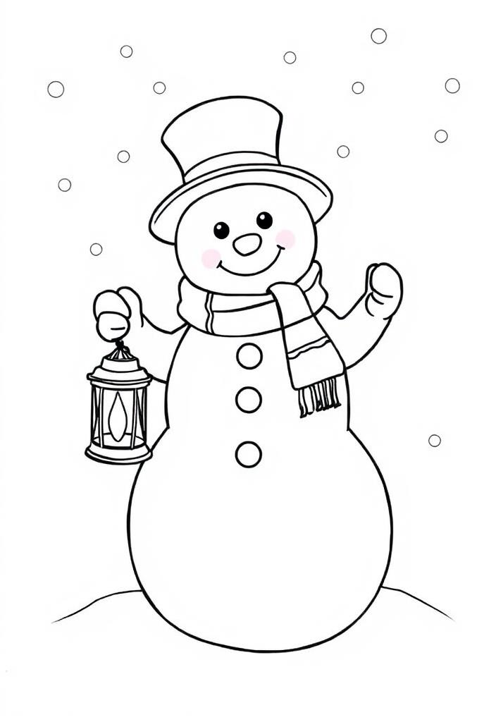 Snowman holding a lantern