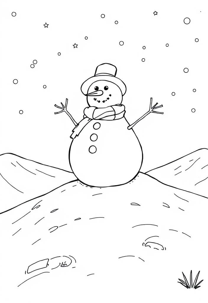 Snowman on a hill