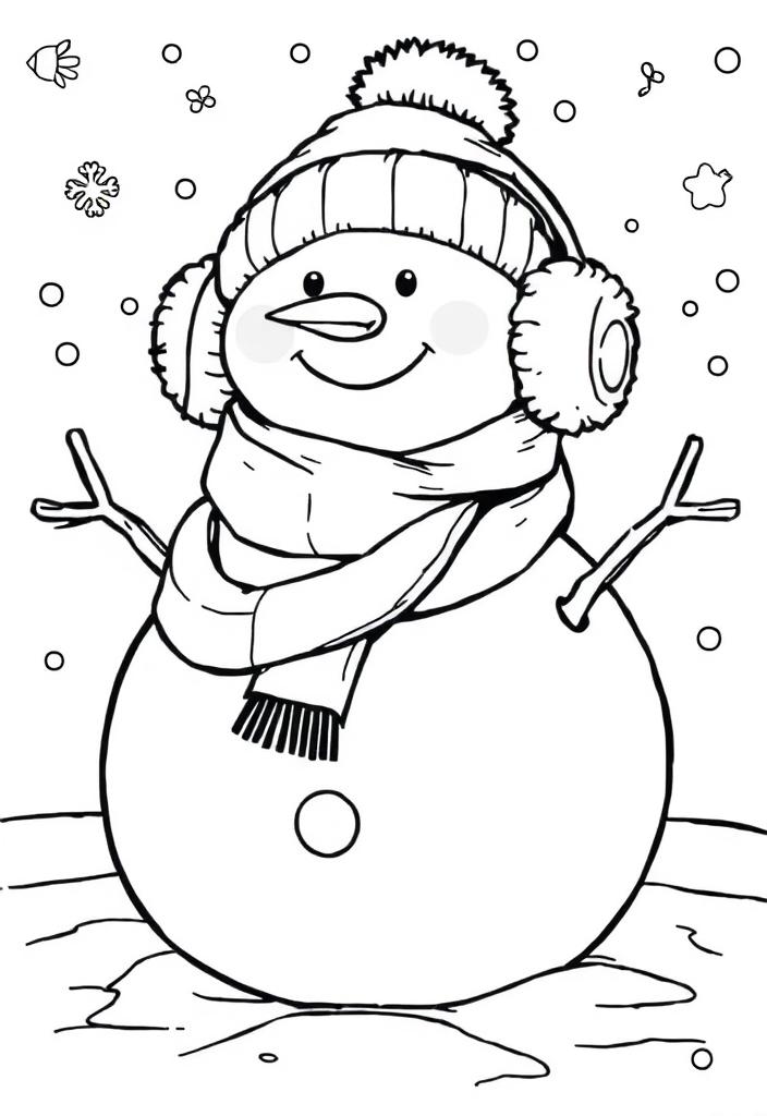 Snowman wearing earmuffs