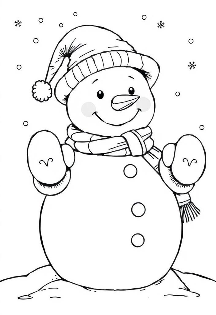 Snowman wearing mittens