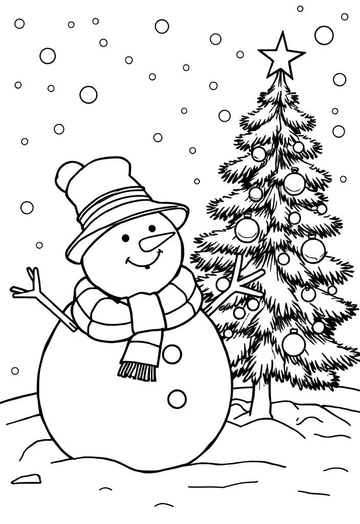 Snowman with a Christmas tree