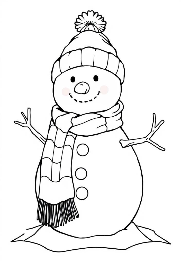 Snowman with a scarf and hat