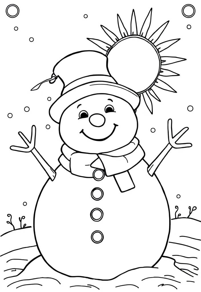 Snowman with a smiling sun