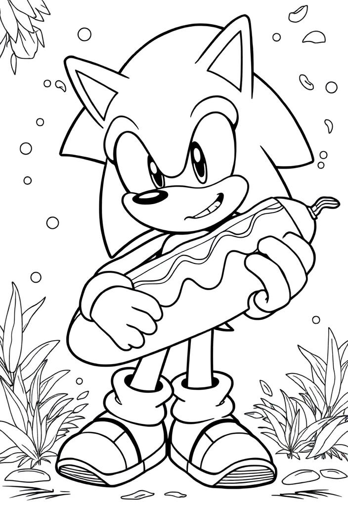 Sonic holding a chili dog