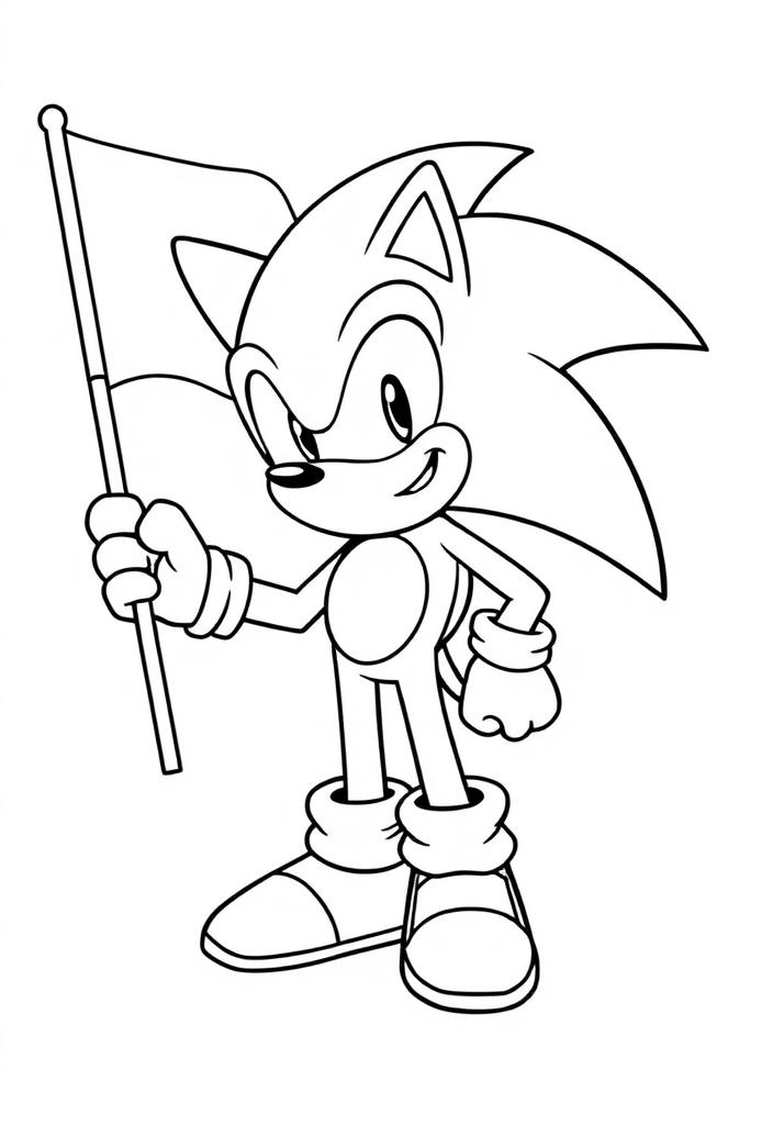 Sonic holding a flag