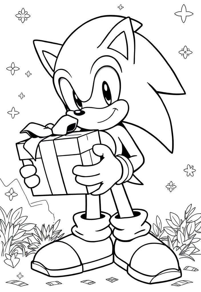 Sonic holding a gift box