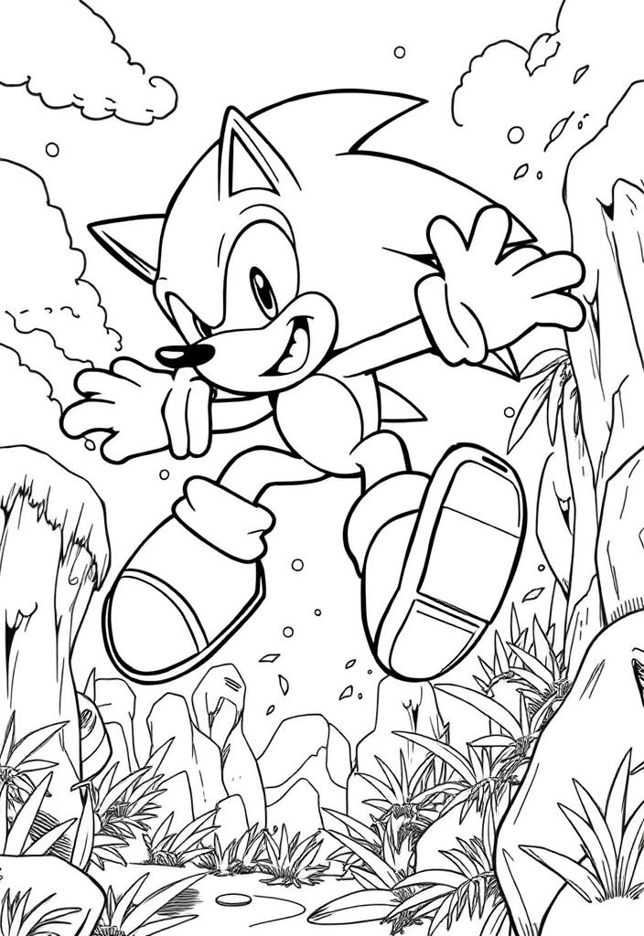 Sonic jumping into the air