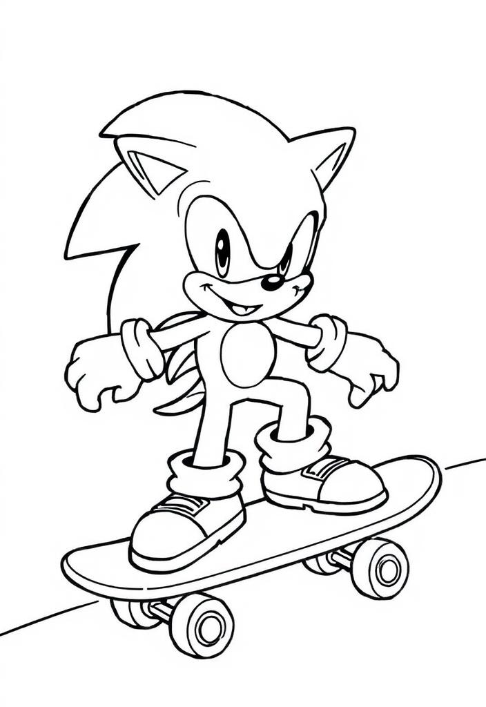 Sonic on a skateboard