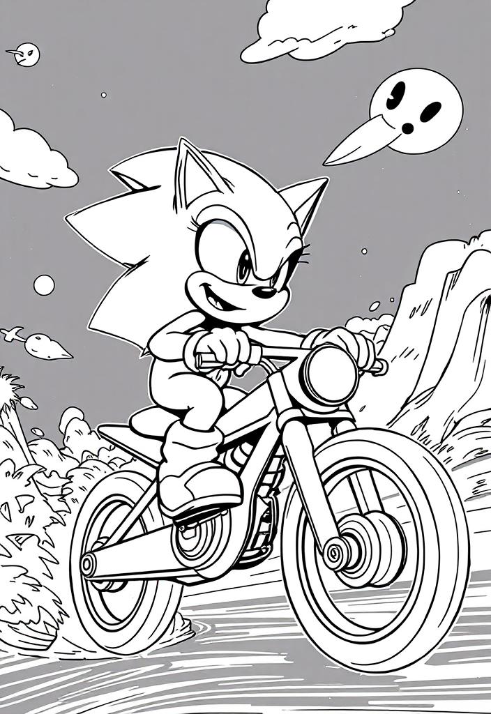 Sonic riding a bike