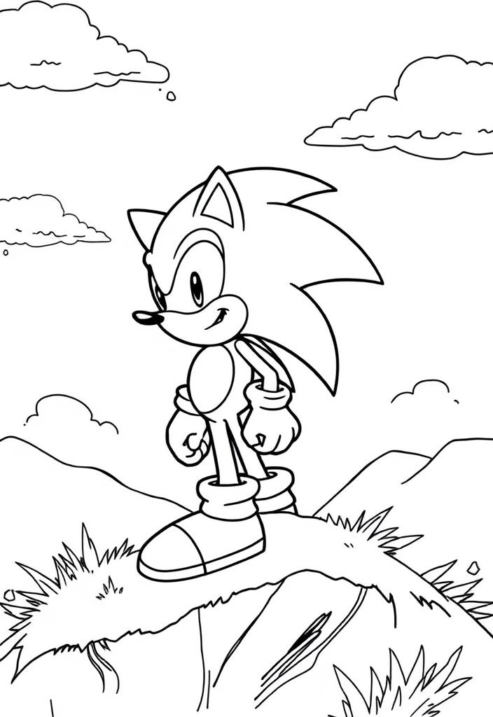 Sonic standing on a hill