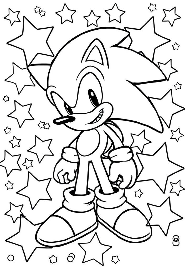 Sonic surrounded by stars