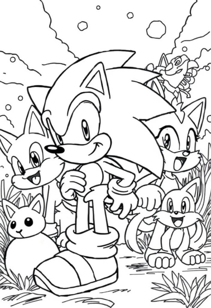 Sonic with a group of animals