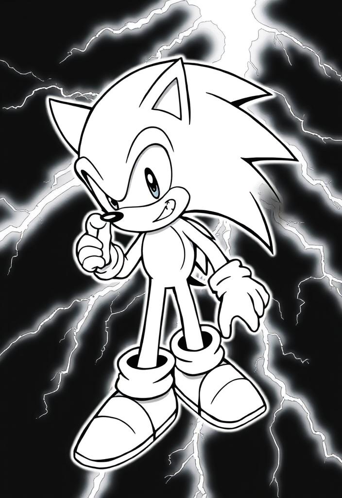 Sonic with a lightning background