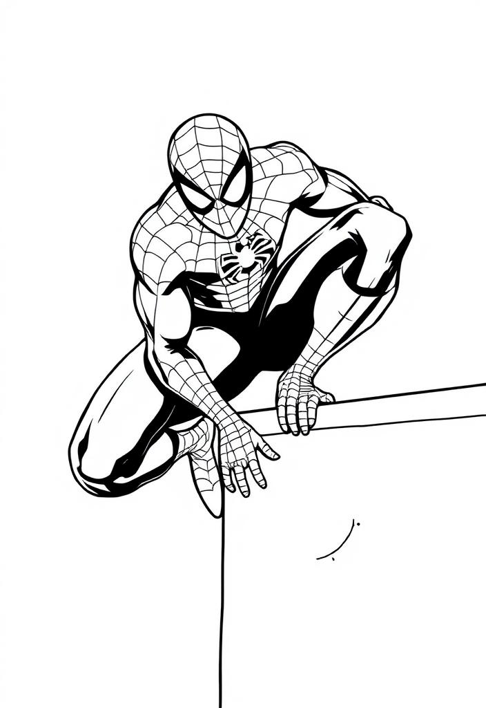 Spider-Man crouching on a ledge