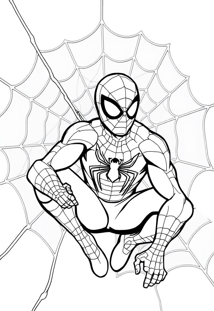 Spider-Man next to a spiderweb