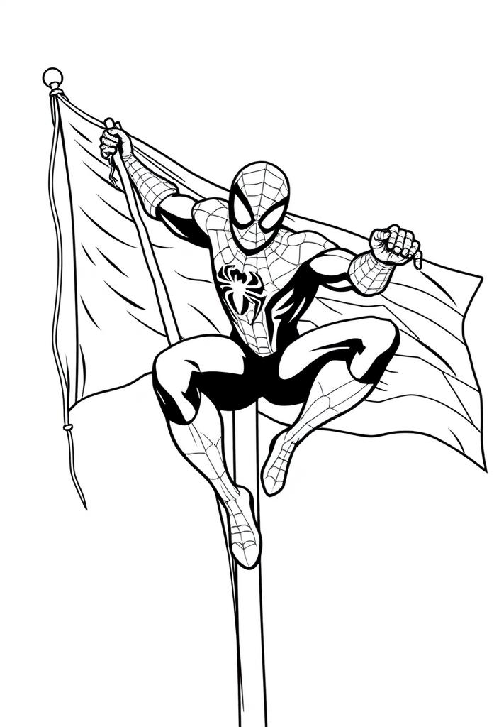 Spider-Man on a flagpole