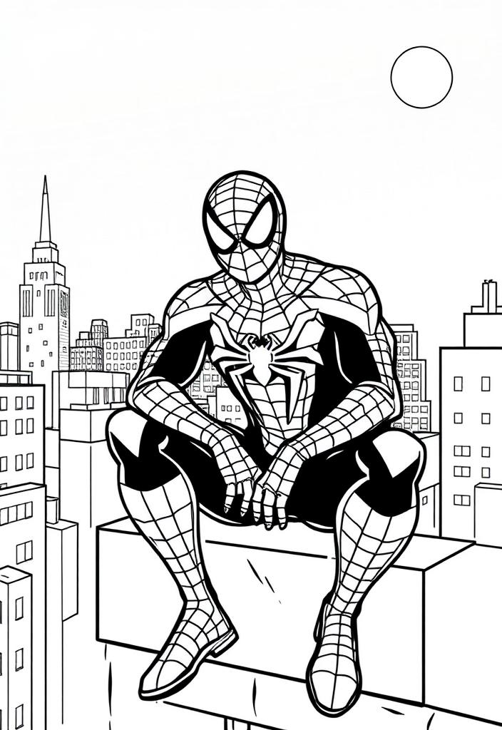 Spider-Man sitting on a rooftop