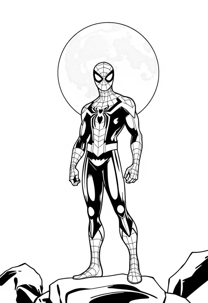 Spider-Man standing in front of the moon