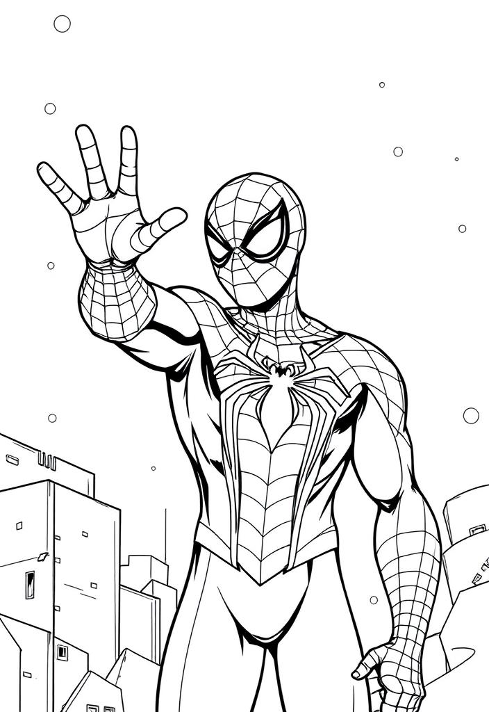 Spider-Man waving at someone