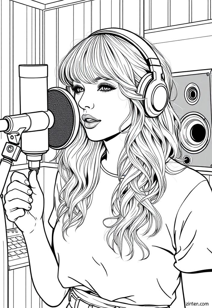 Taylor Swift in a recording studio