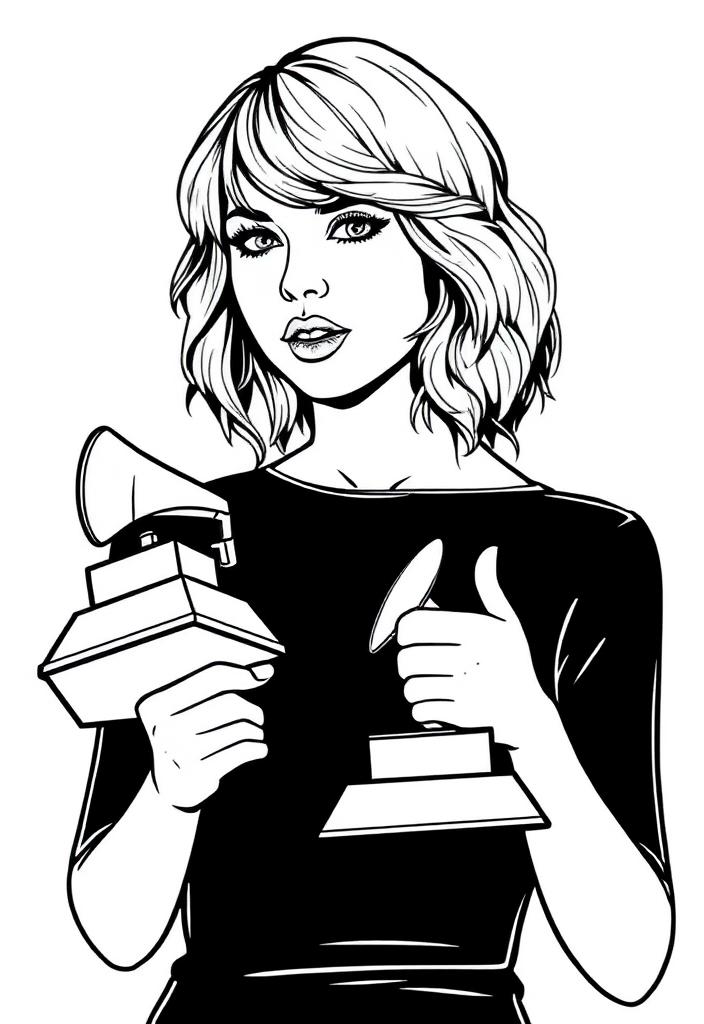 Taylor Swift with a Grammy award