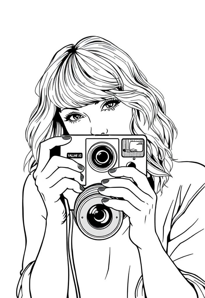 Taylor Swift with a polaroid camera