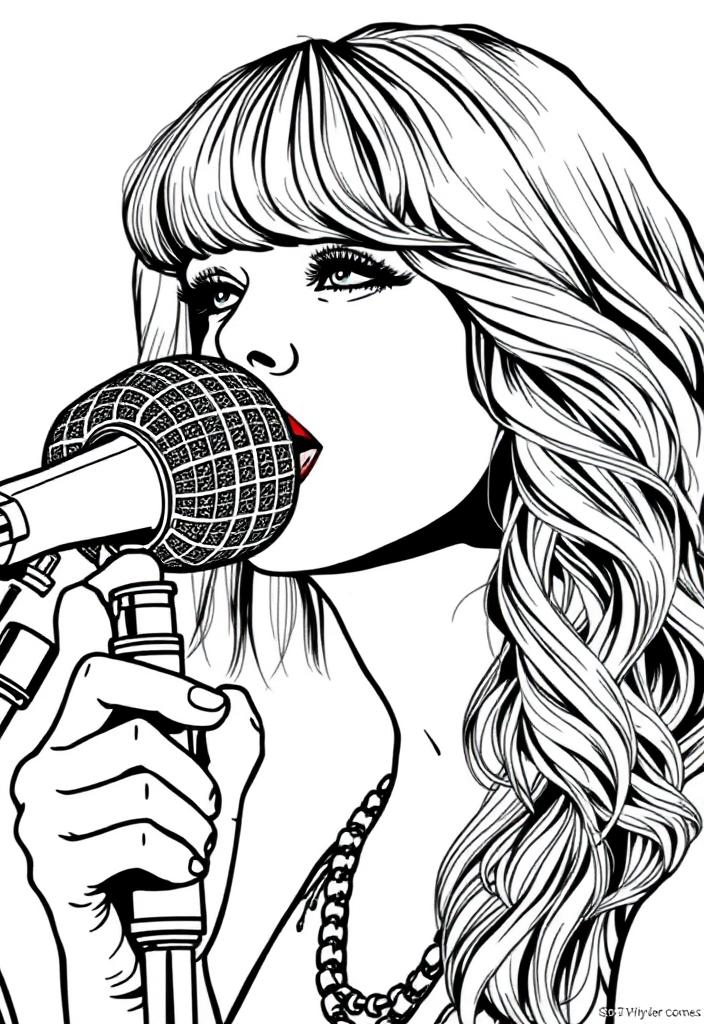 Taylor Swift with a vintage microphone