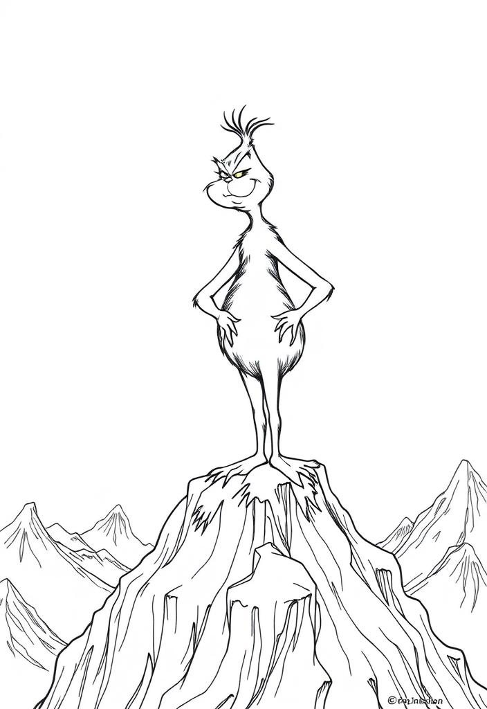 The Grinch standing on Mount Crumpit