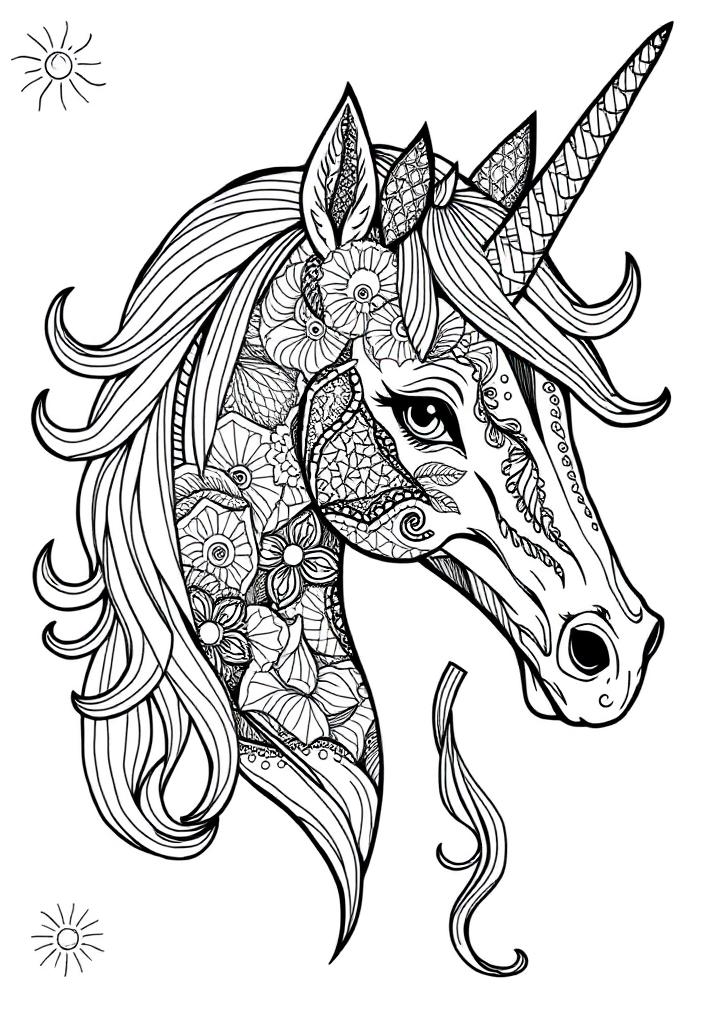 Unicorn Head Zentangle