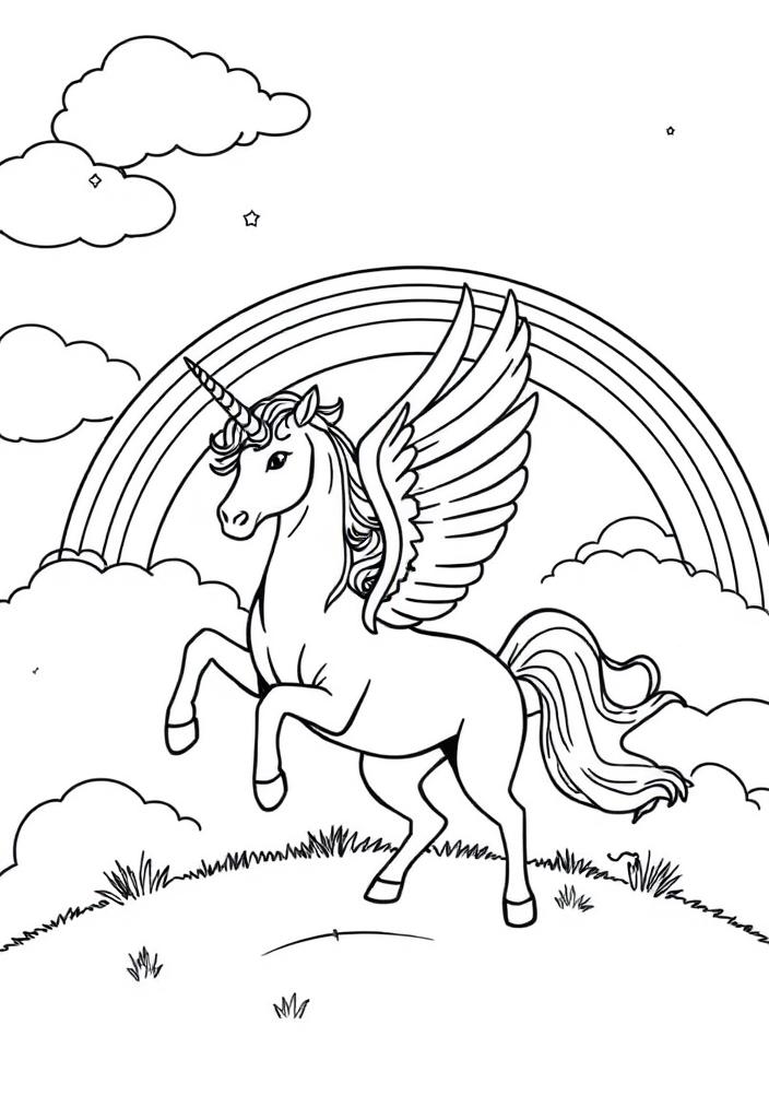 Winged Unicorn and Rainbow