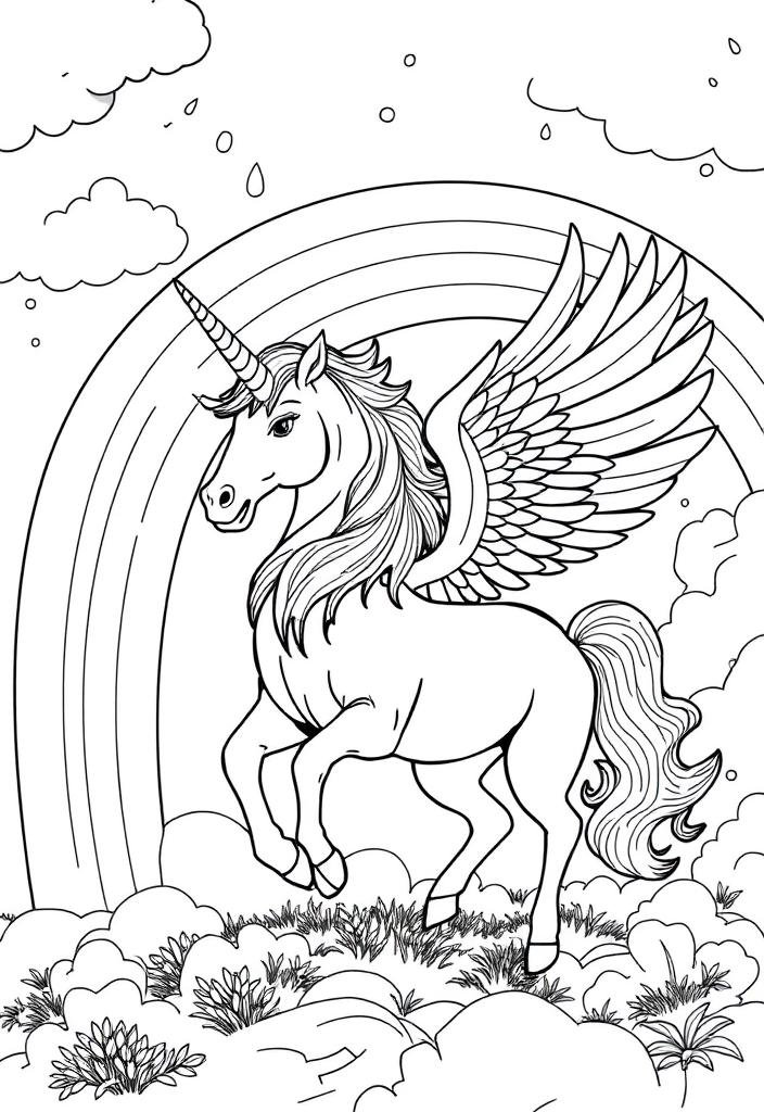 Winged Unicorn and Rainbow